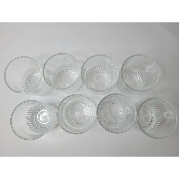 Vintage‎ CROWN ROYAL Embossed-Bottom Round Rocks Etched Whiskey Glass (set of 8) - Picture 2 of 8